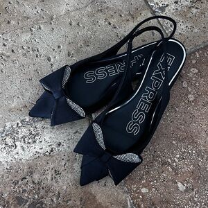 Express Women's Elegant Black Bow Flats
